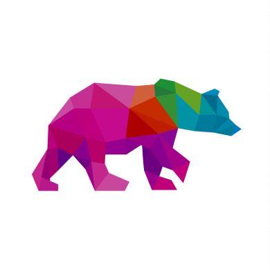 55027527 - bear color polygon rainbow in low poly style vector art